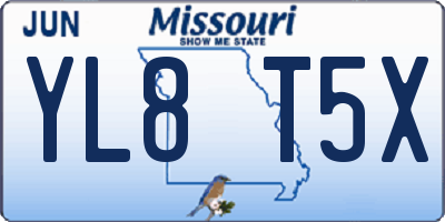 MO license plate YL8T5X