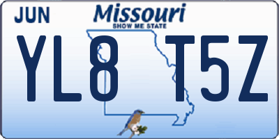 MO license plate YL8T5Z
