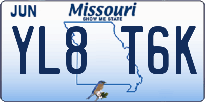 MO license plate YL8T6K