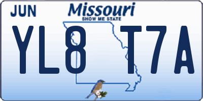 MO license plate YL8T7A