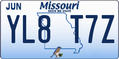MO license plate YL8T7Z