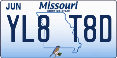 MO license plate YL8T8D