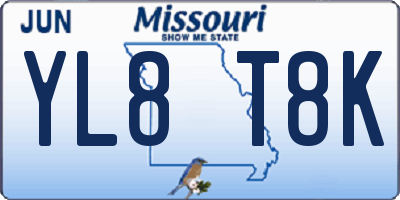 MO license plate YL8T8K