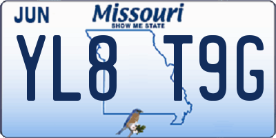 MO license plate YL8T9G