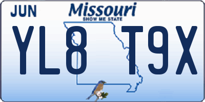 MO license plate YL8T9X