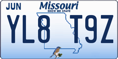MO license plate YL8T9Z