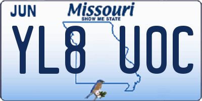 MO license plate YL8U0C