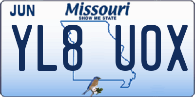 MO license plate YL8U0X