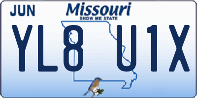 MO license plate YL8U1X