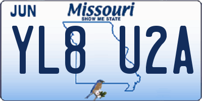 MO license plate YL8U2A
