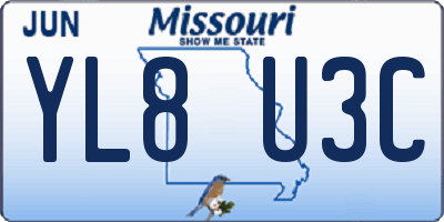 MO license plate YL8U3C