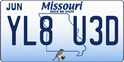 MO license plate YL8U3D