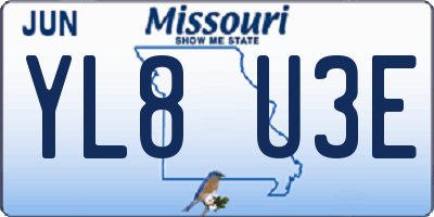 MO license plate YL8U3E