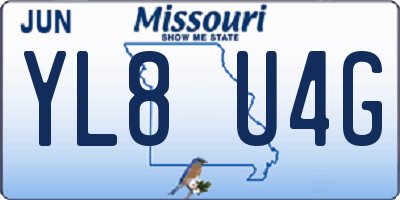 MO license plate YL8U4G