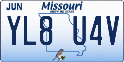 MO license plate YL8U4V