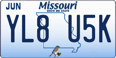 MO license plate YL8U5K