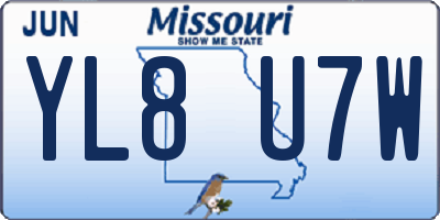MO license plate YL8U7W