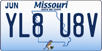 MO license plate YL8U8V