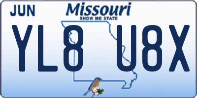 MO license plate YL8U8X