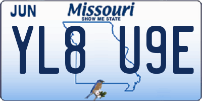 MO license plate YL8U9E