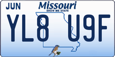 MO license plate YL8U9F