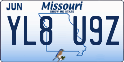 MO license plate YL8U9Z