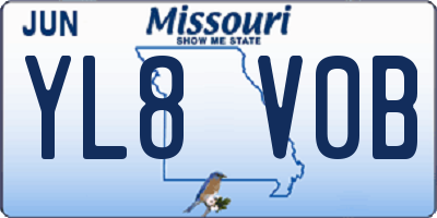 MO license plate YL8V0B
