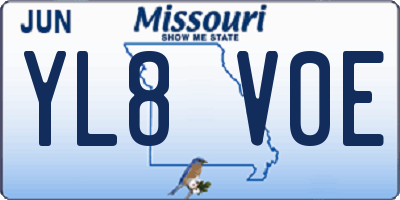 MO license plate YL8V0E