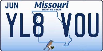 MO license plate YL8V0U