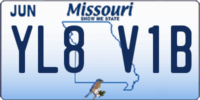 MO license plate YL8V1B