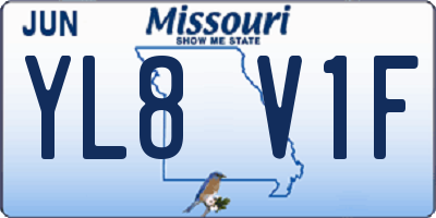 MO license plate YL8V1F