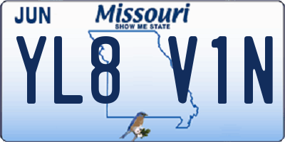 MO license plate YL8V1N