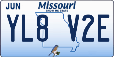 MO license plate YL8V2E
