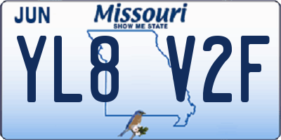 MO license plate YL8V2F