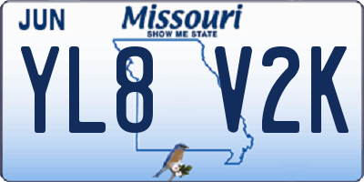 MO license plate YL8V2K