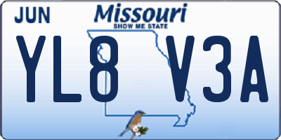 MO license plate YL8V3A
