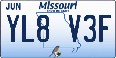 MO license plate YL8V3F