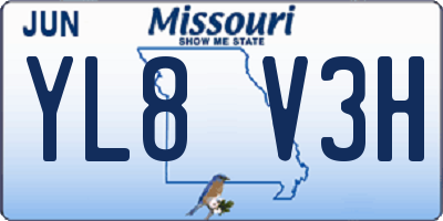 MO license plate YL8V3H