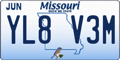 MO license plate YL8V3M