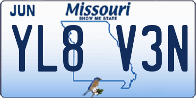 MO license plate YL8V3N