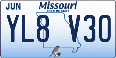 MO license plate YL8V3O