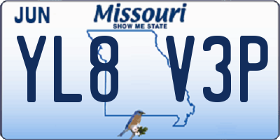 MO license plate YL8V3P