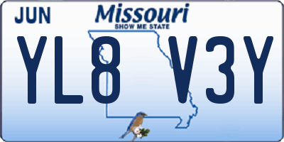 MO license plate YL8V3Y