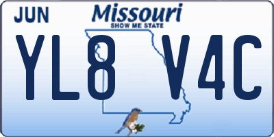 MO license plate YL8V4C