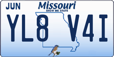 MO license plate YL8V4I