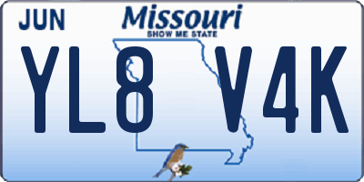 MO license plate YL8V4K