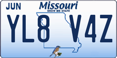 MO license plate YL8V4Z