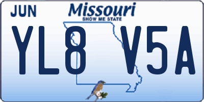 MO license plate YL8V5A