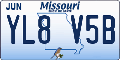 MO license plate YL8V5B