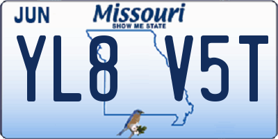 MO license plate YL8V5T